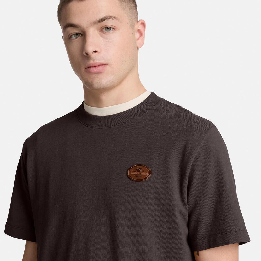 半袖レザー バッジ ヘビーウェイト Tシャツ メンズ 4