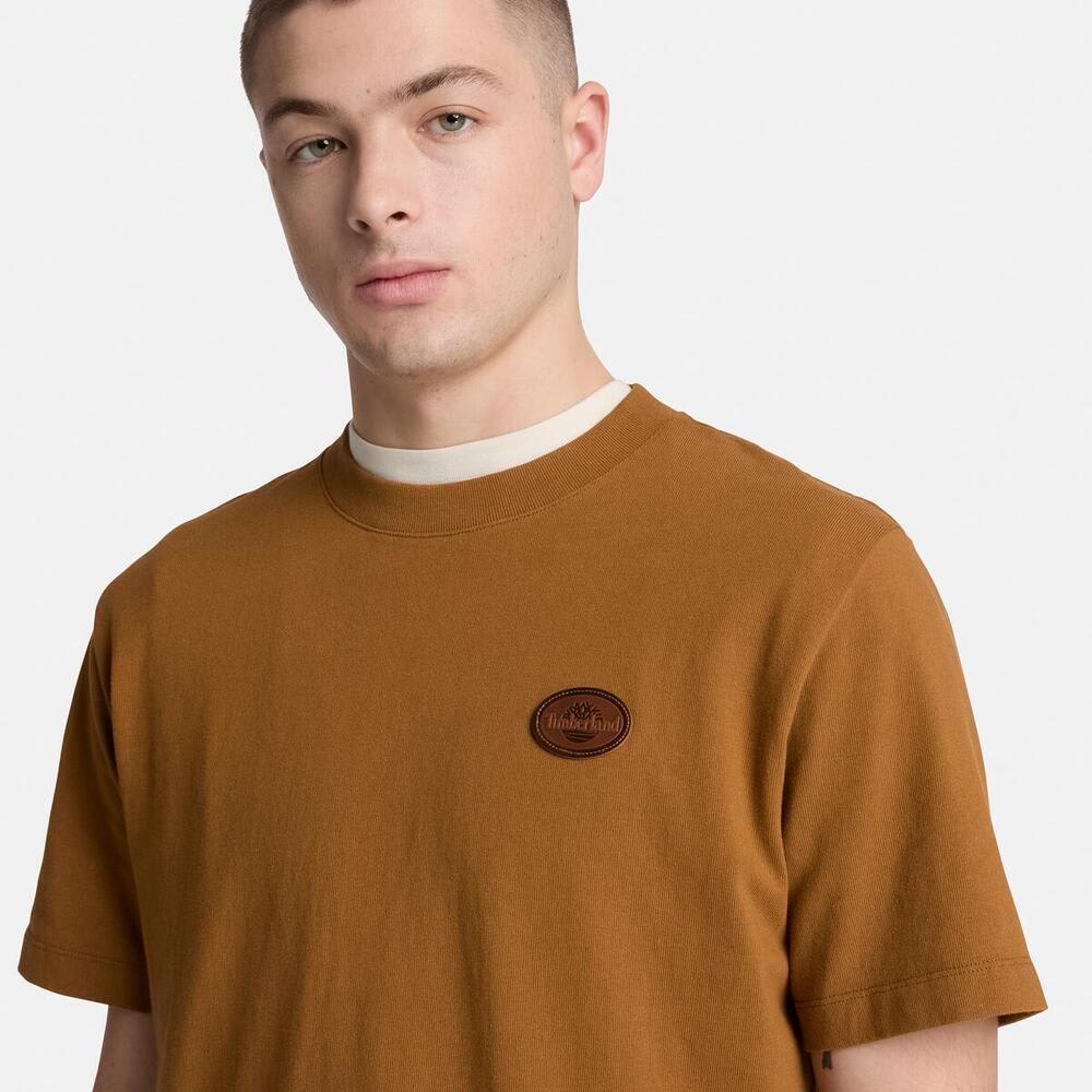 半袖レザー バッジ ヘビーウェイト Tシャツ メンズ 4