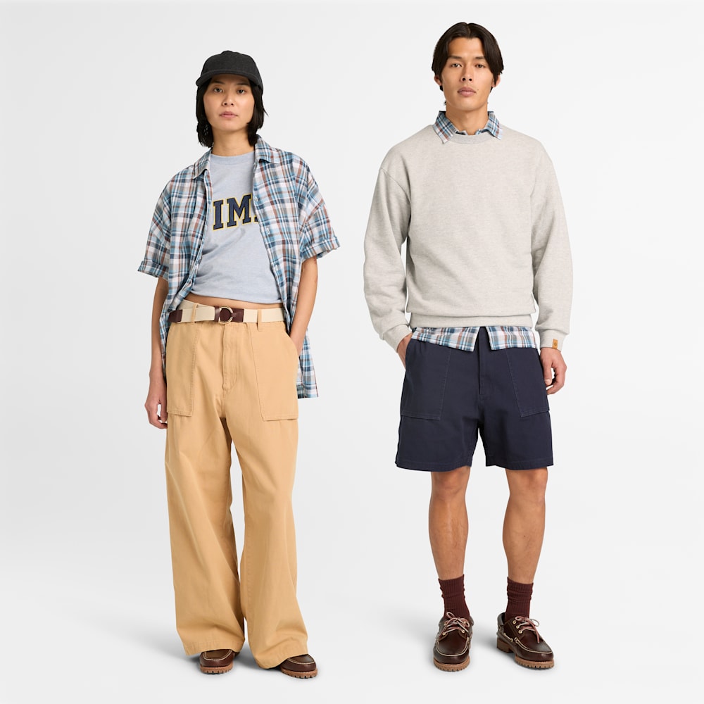 リネン ブレンド ヤーン ダイ プレイド 半袖 シャツ ユニセックス 2