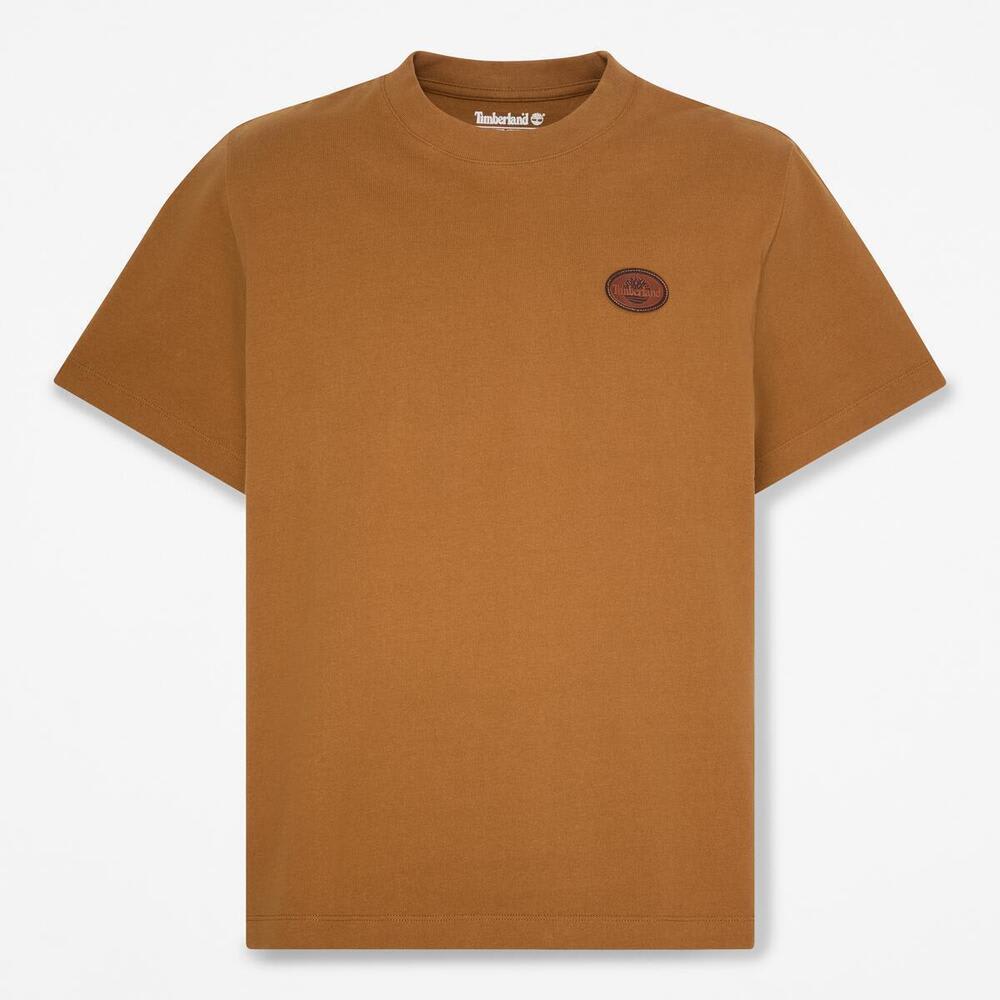 半袖レザー バッジ ヘビーウェイト Tシャツ メンズ 1